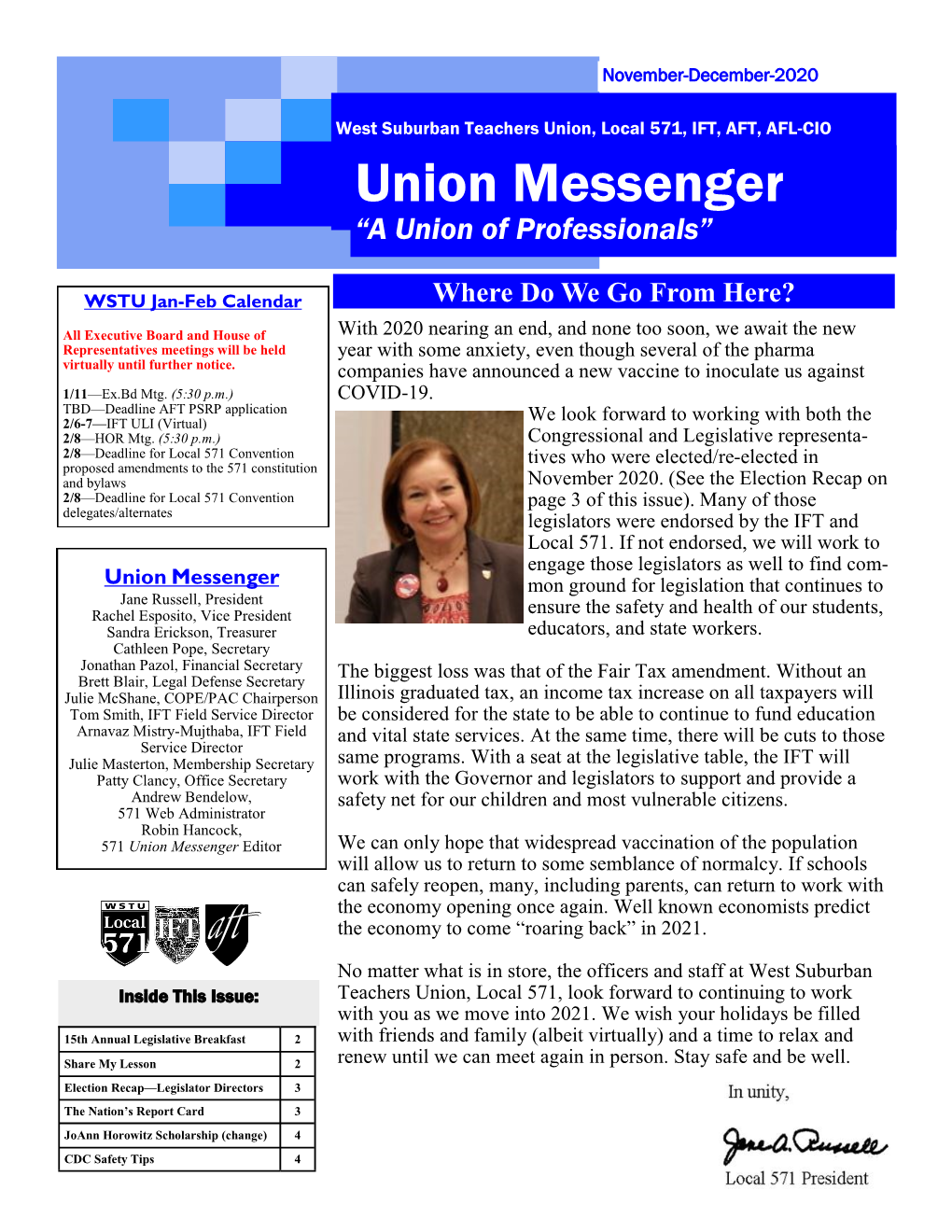 Union Messenger “A Union of Professionals”