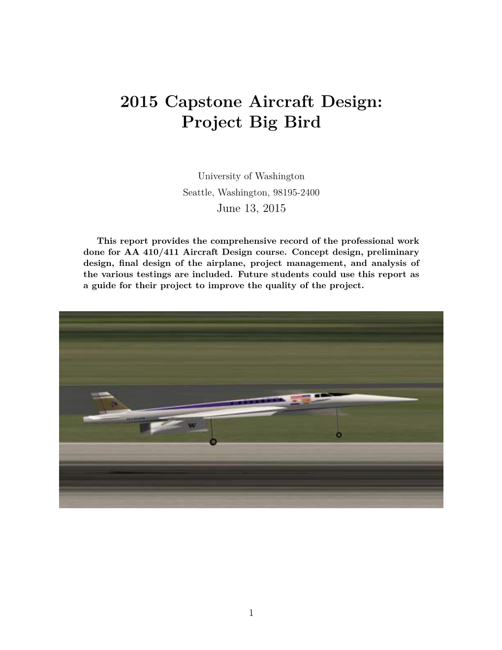 2015 Capstone Aircraft Design: Project Big Bird