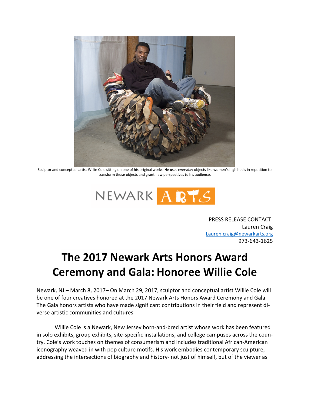 The 2017 Newark Arts Honors Award Ceremony and Gala: Honoree Willie Cole