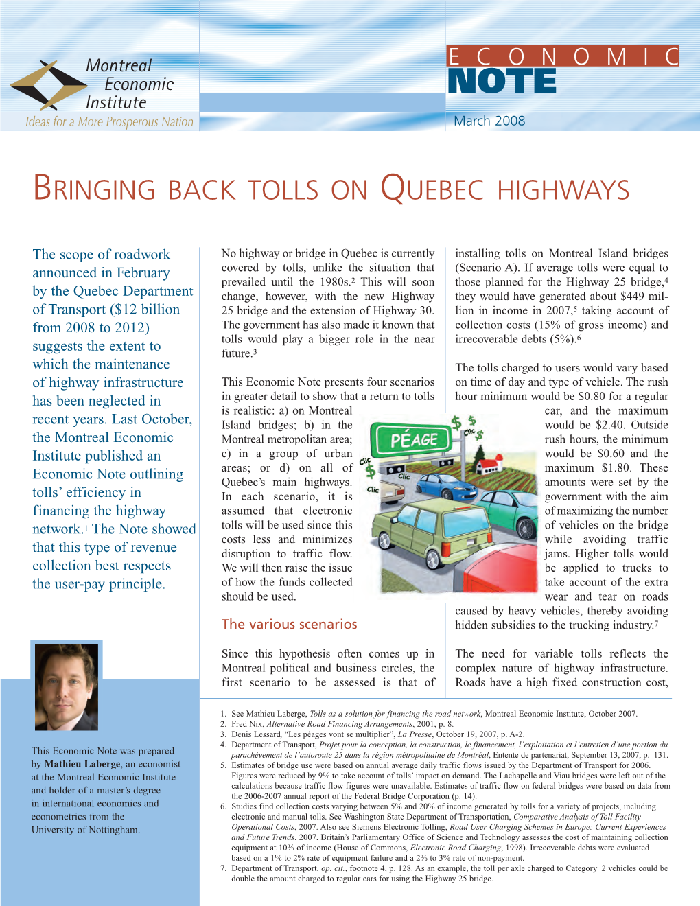 Bringing Back Tolls on Quebec Highways