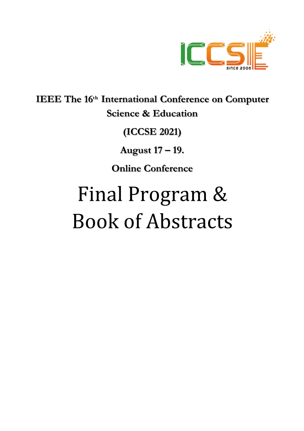 Final Program & Book of Abstracts