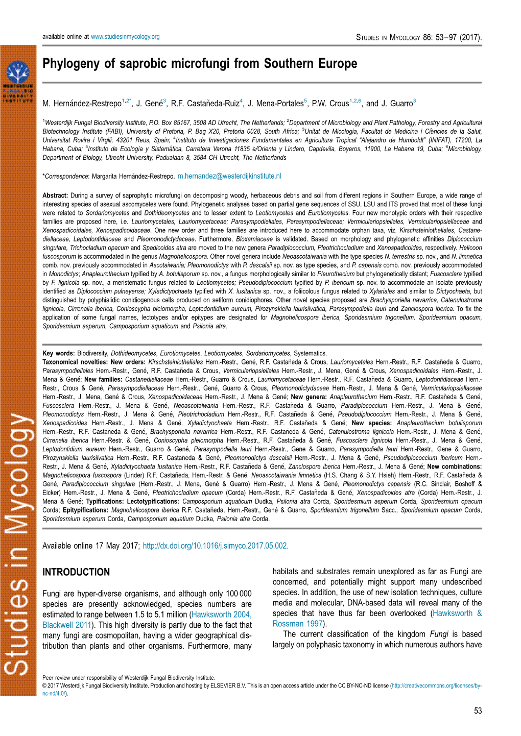 Phylogeny of Saprobic Microfungi from Southern Europe