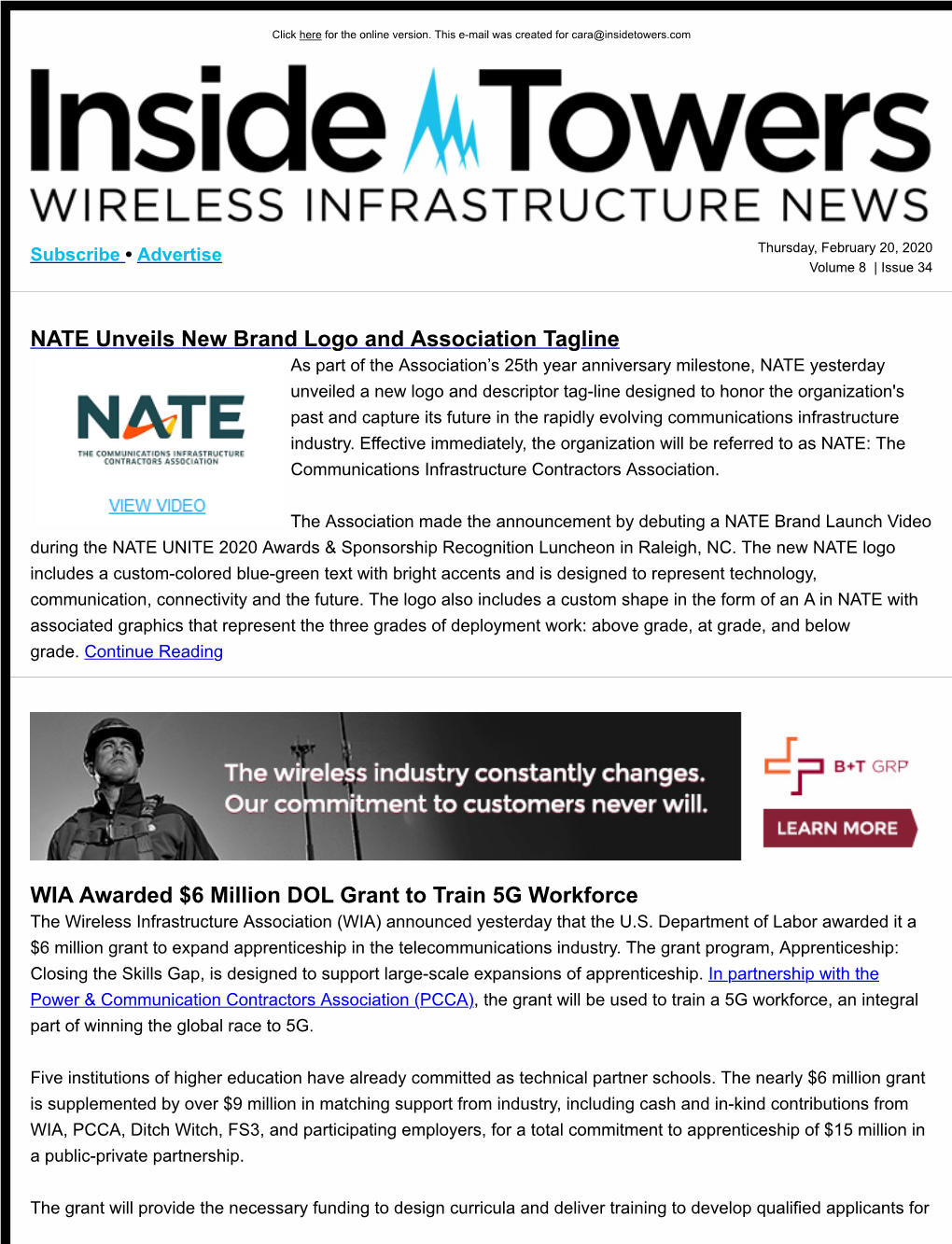 NATE Unveils New Brand Logo and Association Tagline WIA Awarded