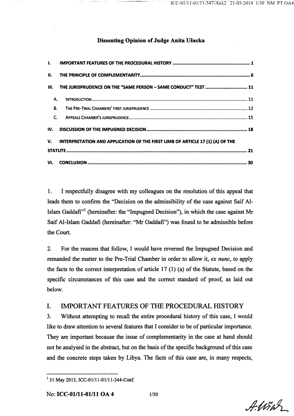 Decision on the Admissibility of the Case Against Saif Al-Islam Gaddafi, Dissenting