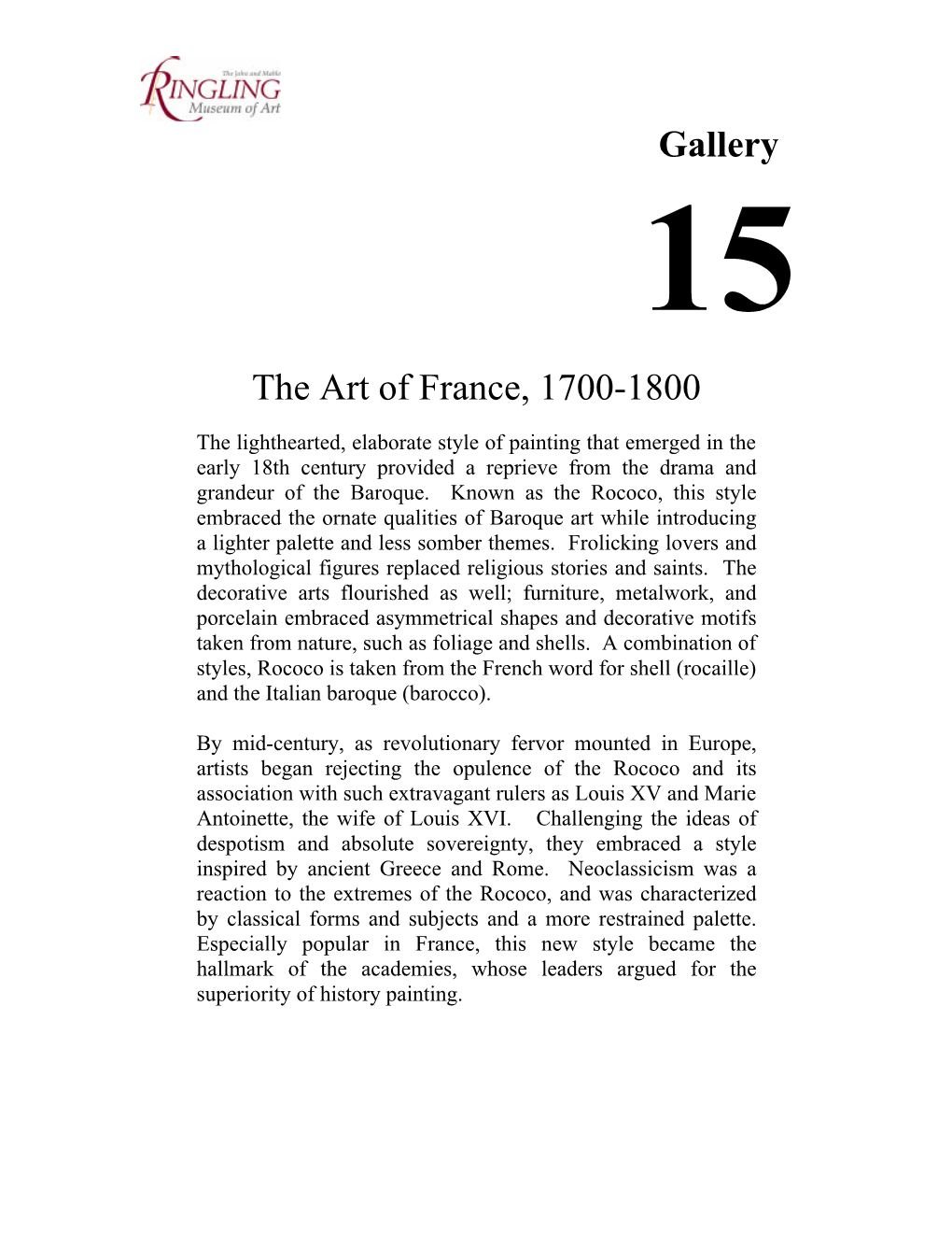 Gallery the Art of France, 1700-1800