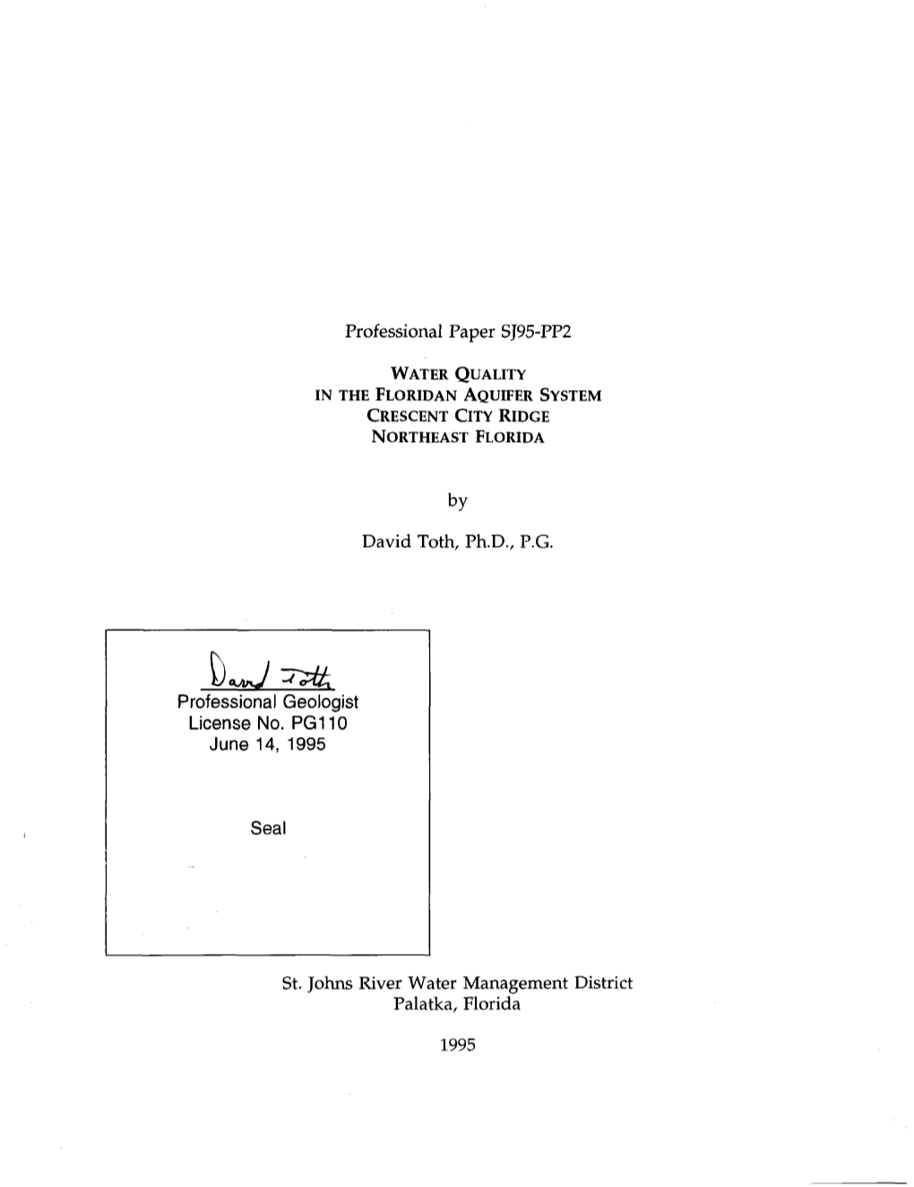Professional Paper SJ95-PP2 WATER QUALITY in the FLORIDAN
