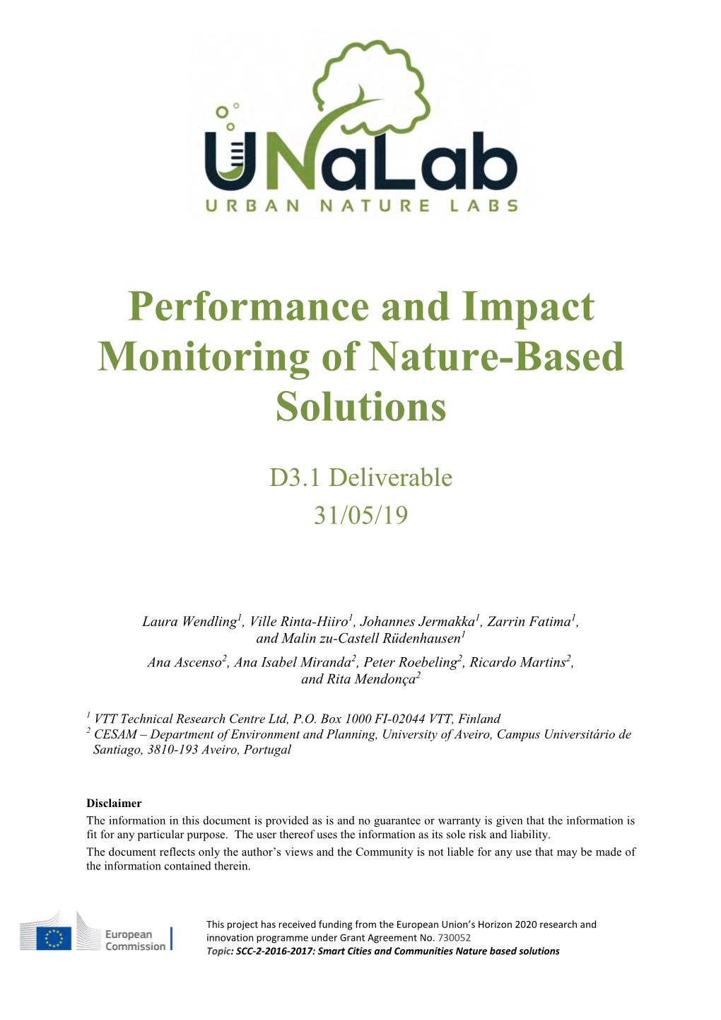 Performance and Impact Monitoring of Nature-Based Solutions