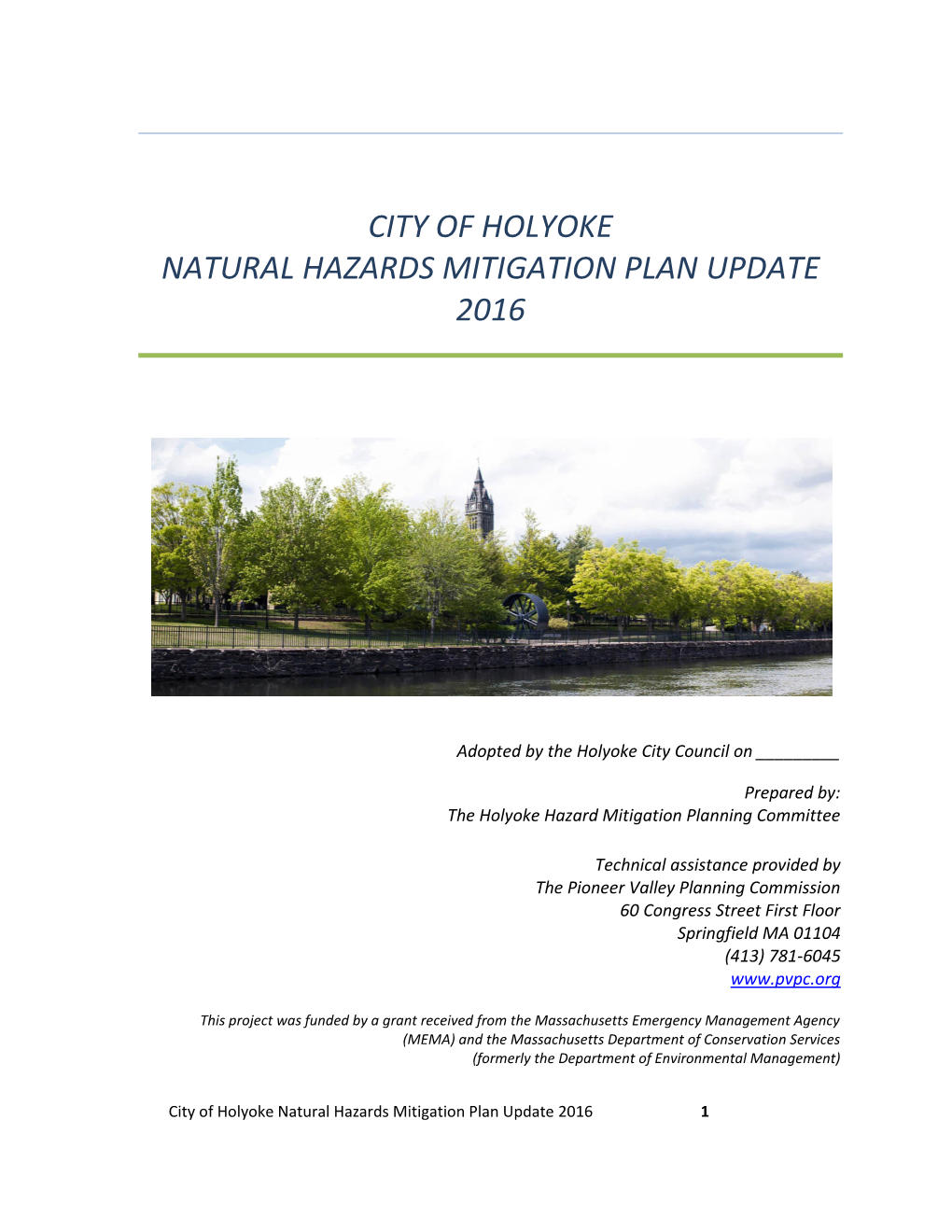 City of Holyoke Natural Hazards Mitigation Plan Update 2016