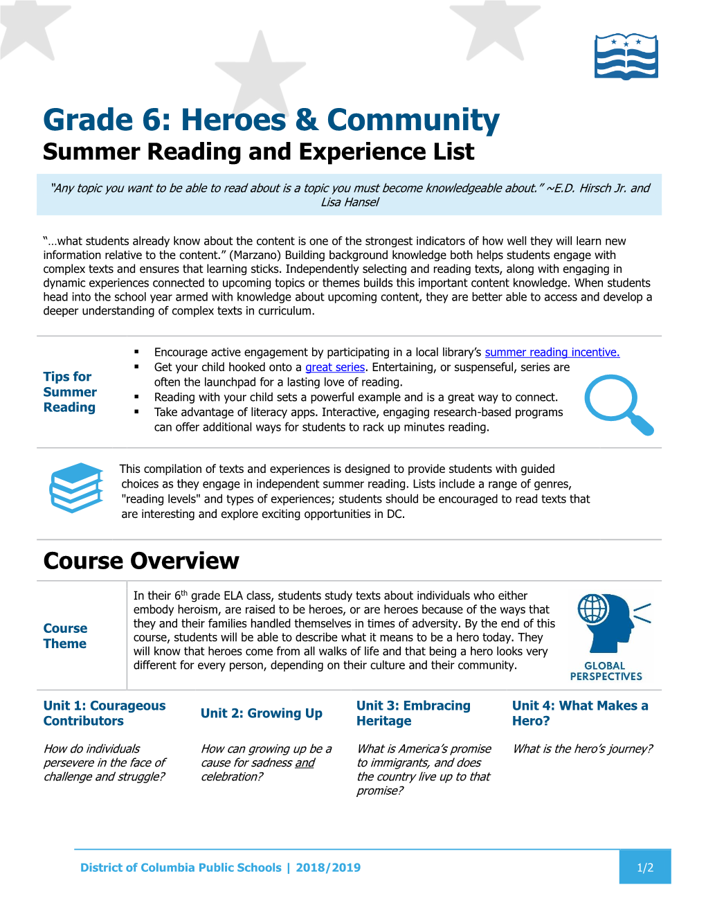 Grade 6: Heroes & Community
