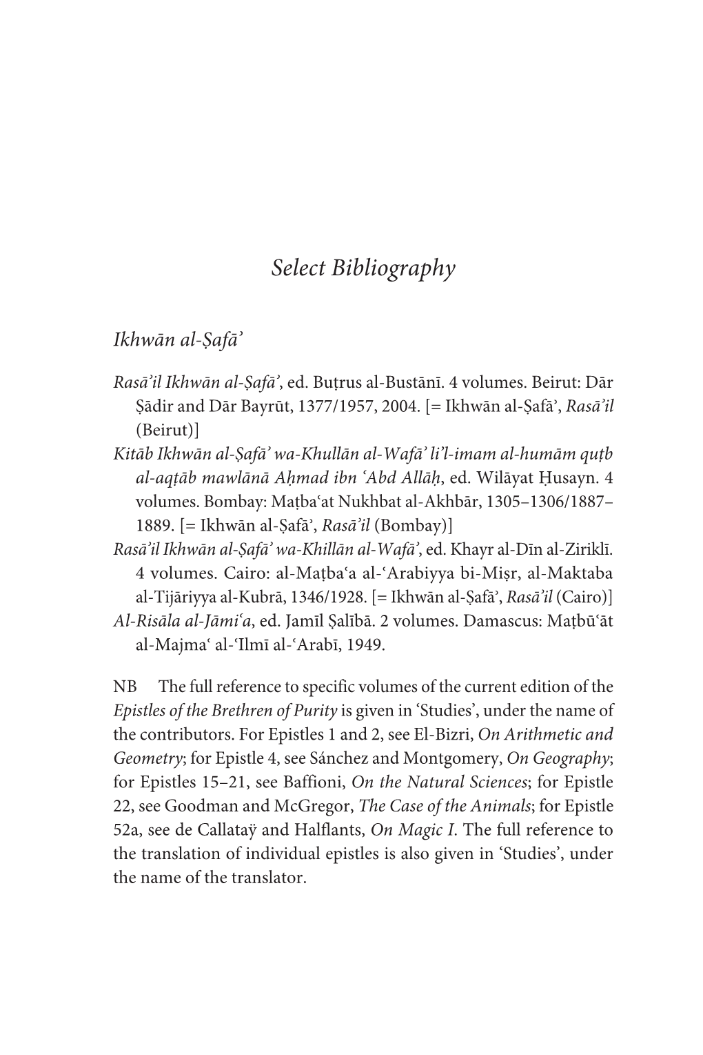 Select Bibliography