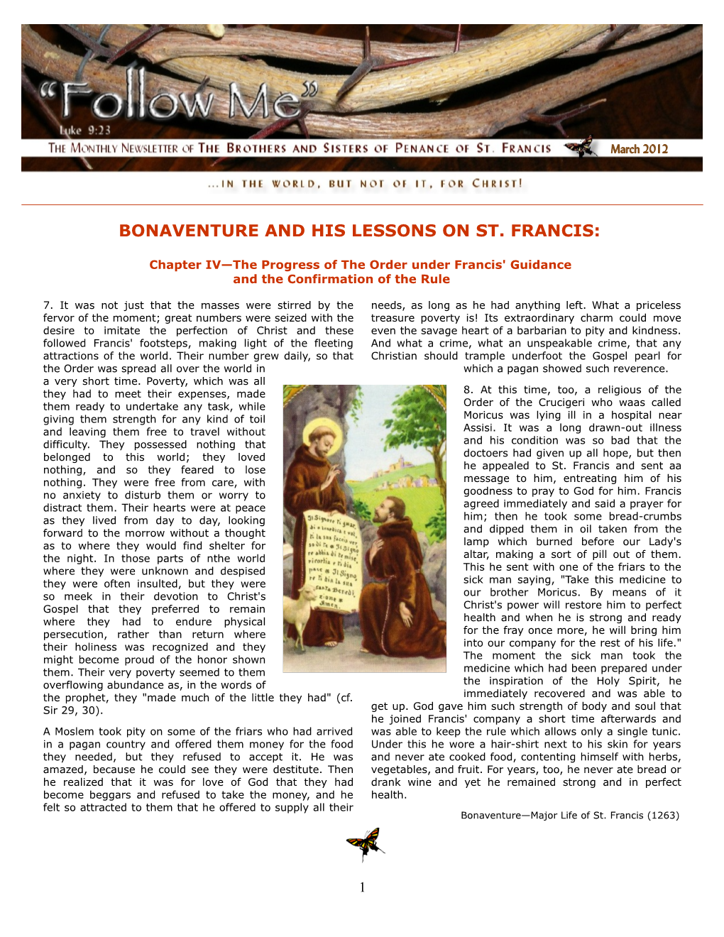 Bonaventure and His Lessons on St. Francis