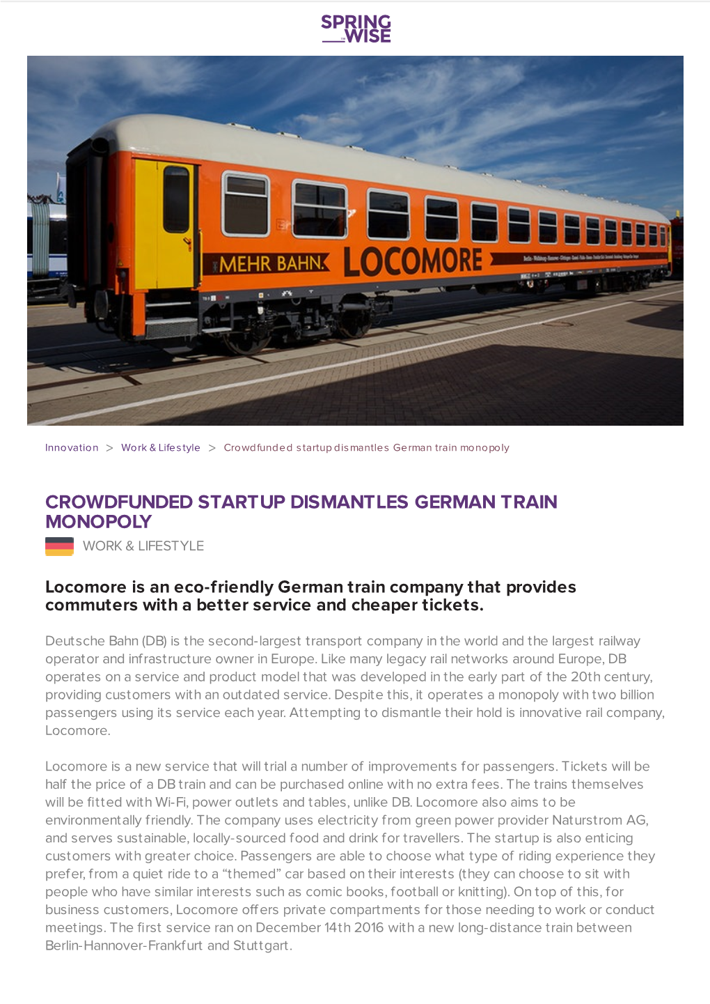 Crowdfunded Startup Dismantles German Train Monopoly