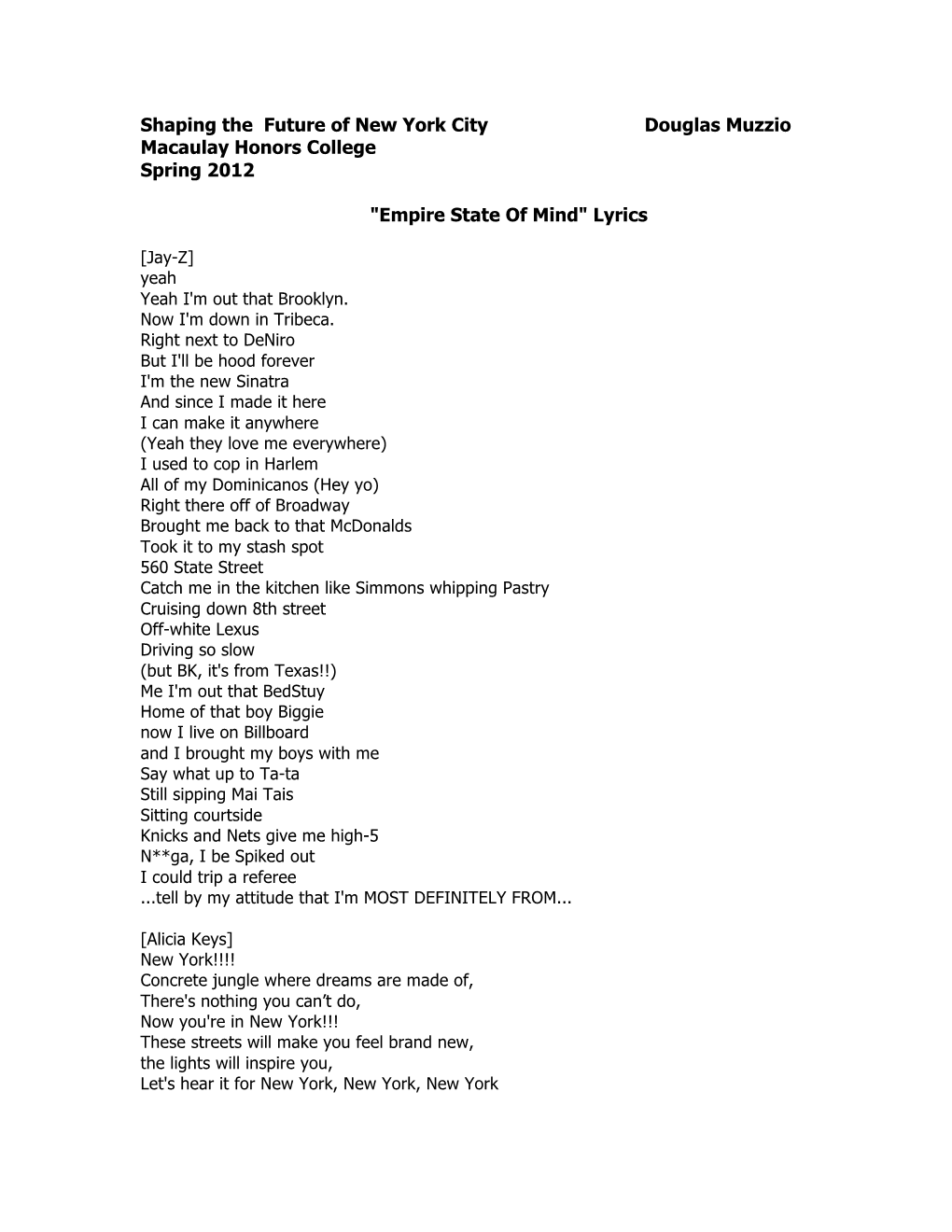 Macaulay Jay-Z Lyrics