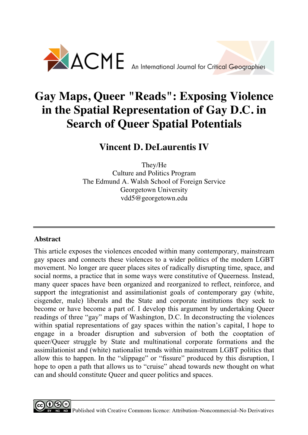 Gay Maps, Queer "Reads": Exposing Violence in the Spatial Representation of Gay D.C