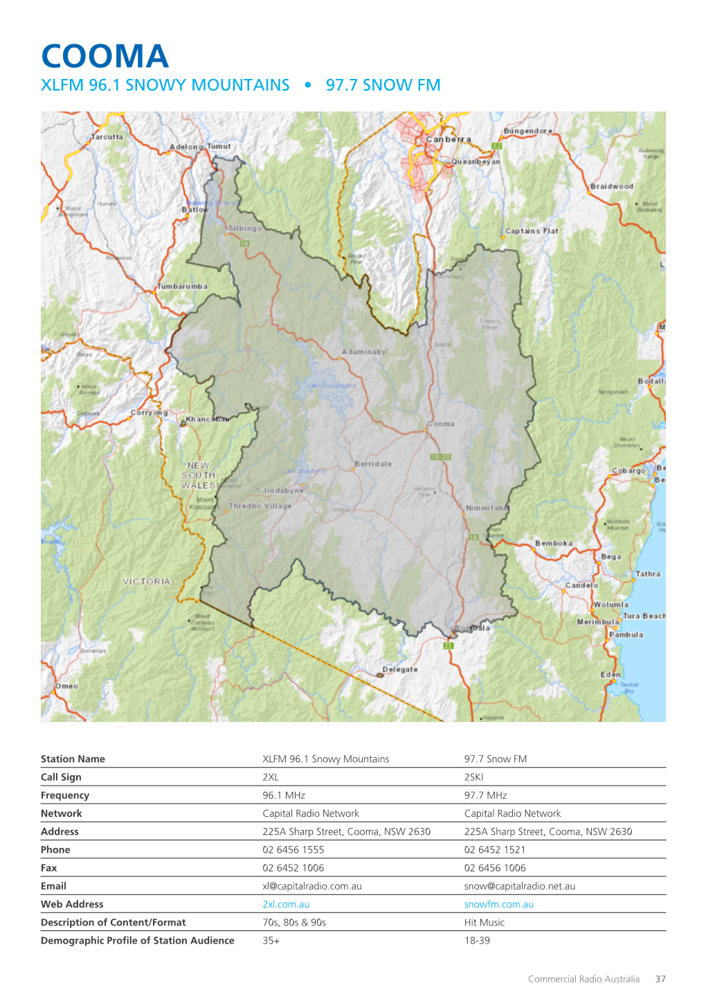 Cooma Xlfm 96.1 Snowy Mountains • 97.7 Snow Fm