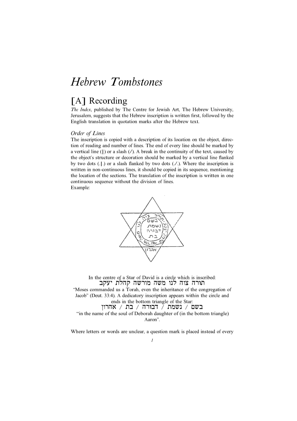 Hebrew Tombstones