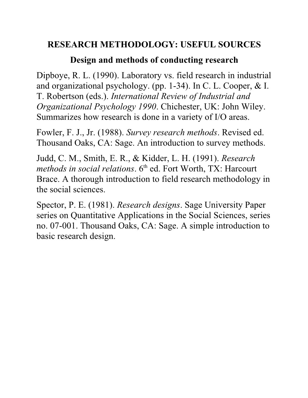 Research Methodology: Useful Sources