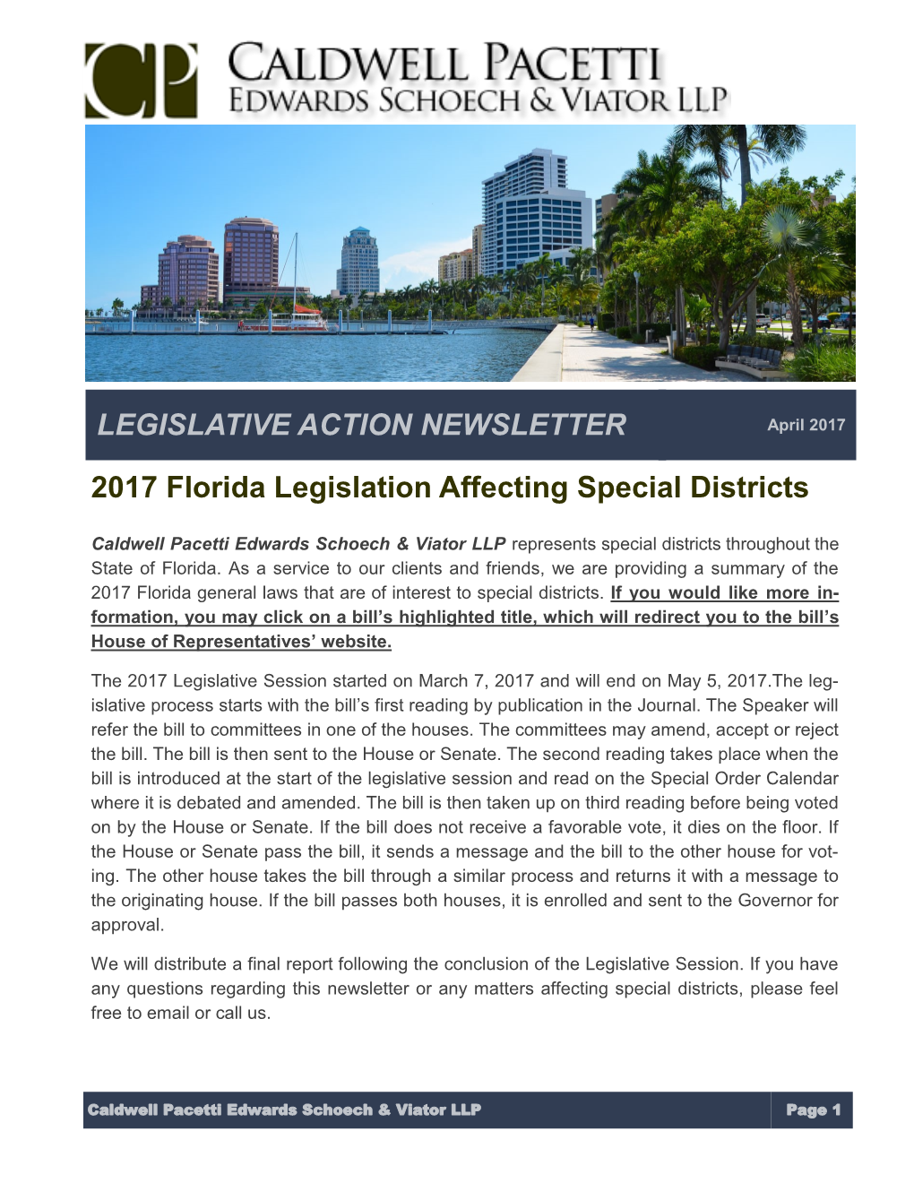 2017 Florida Legislation Affecting Special Districts LEGISLATIVE