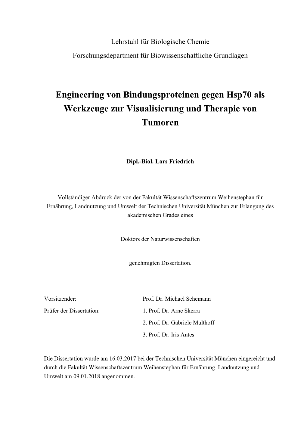 Engineering Von Bindungsproteinen Gegen Hsp70 Als Werkzeuge Zur Visualisierung Und Therapie Von Tumoren