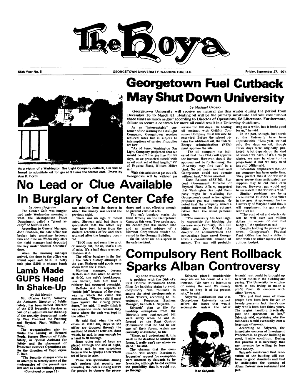 Compulsory Rent Rollback Sparks Alban Controversy Georgetown Fuel Cutback Mayshut Down University No Lead Or Clue Available in B