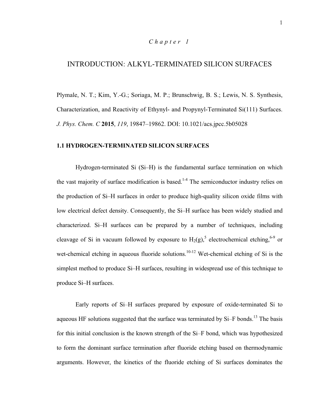 Alkyl-Terminated Silicon Surfaces