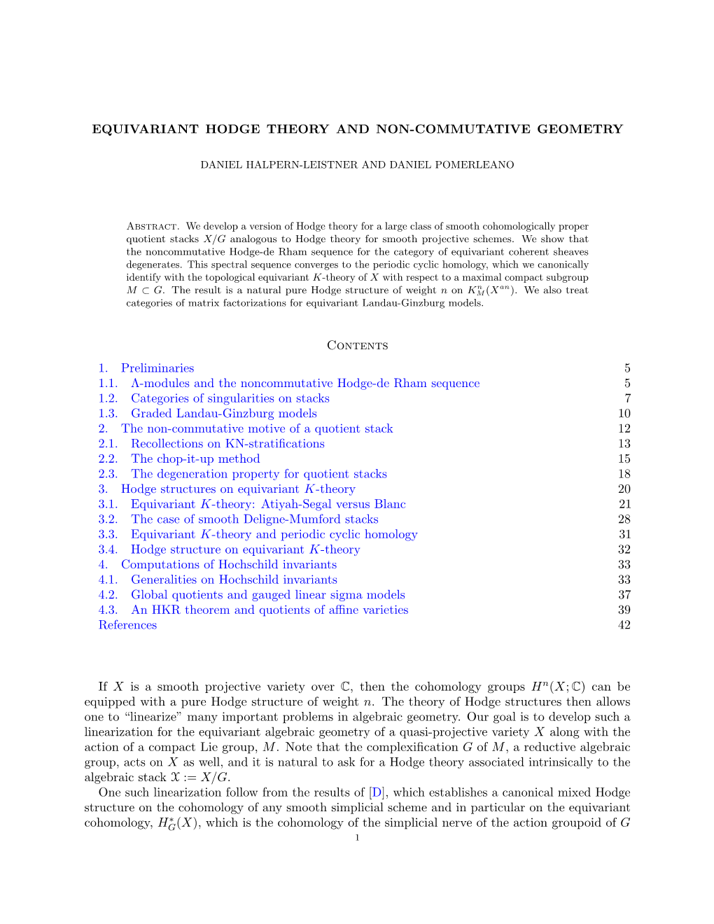 Equivariant Hodge Theory and Non-Commutative Geometry