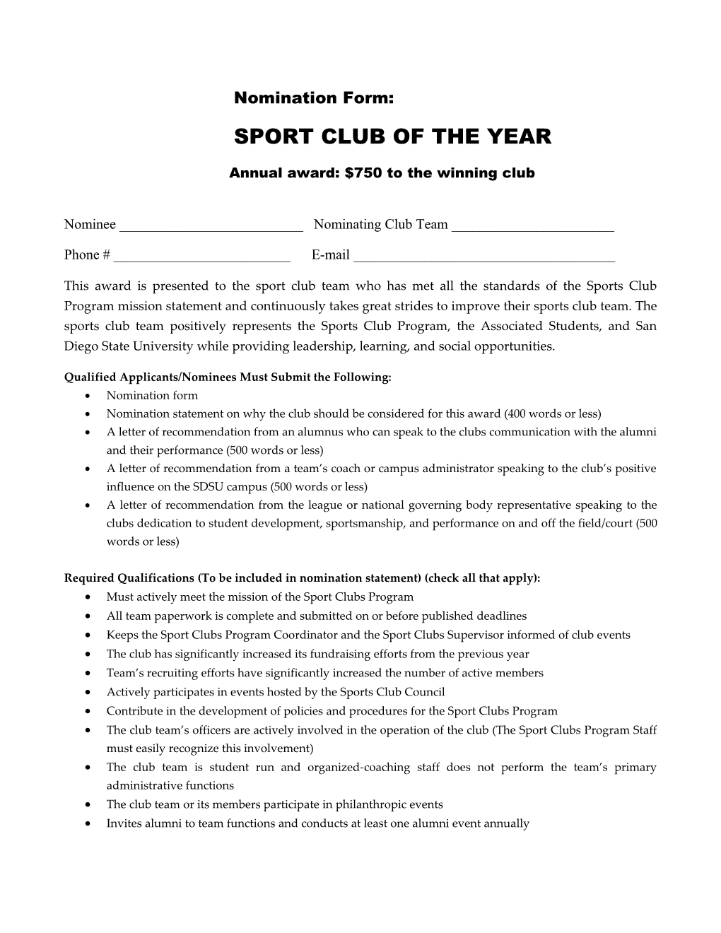 Sport Club of the Year
