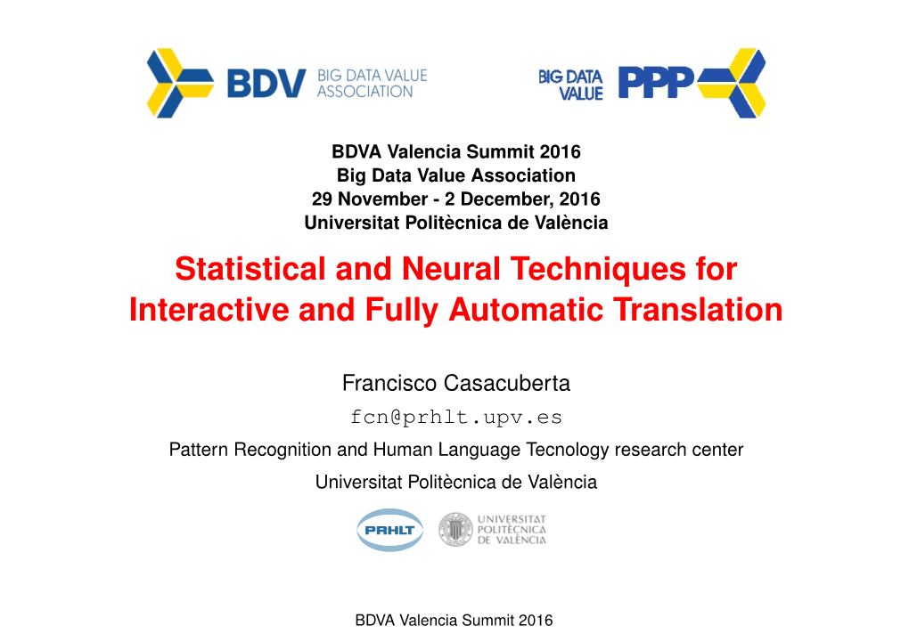 Viewgraphs for a Machine Translation Course. DSIC