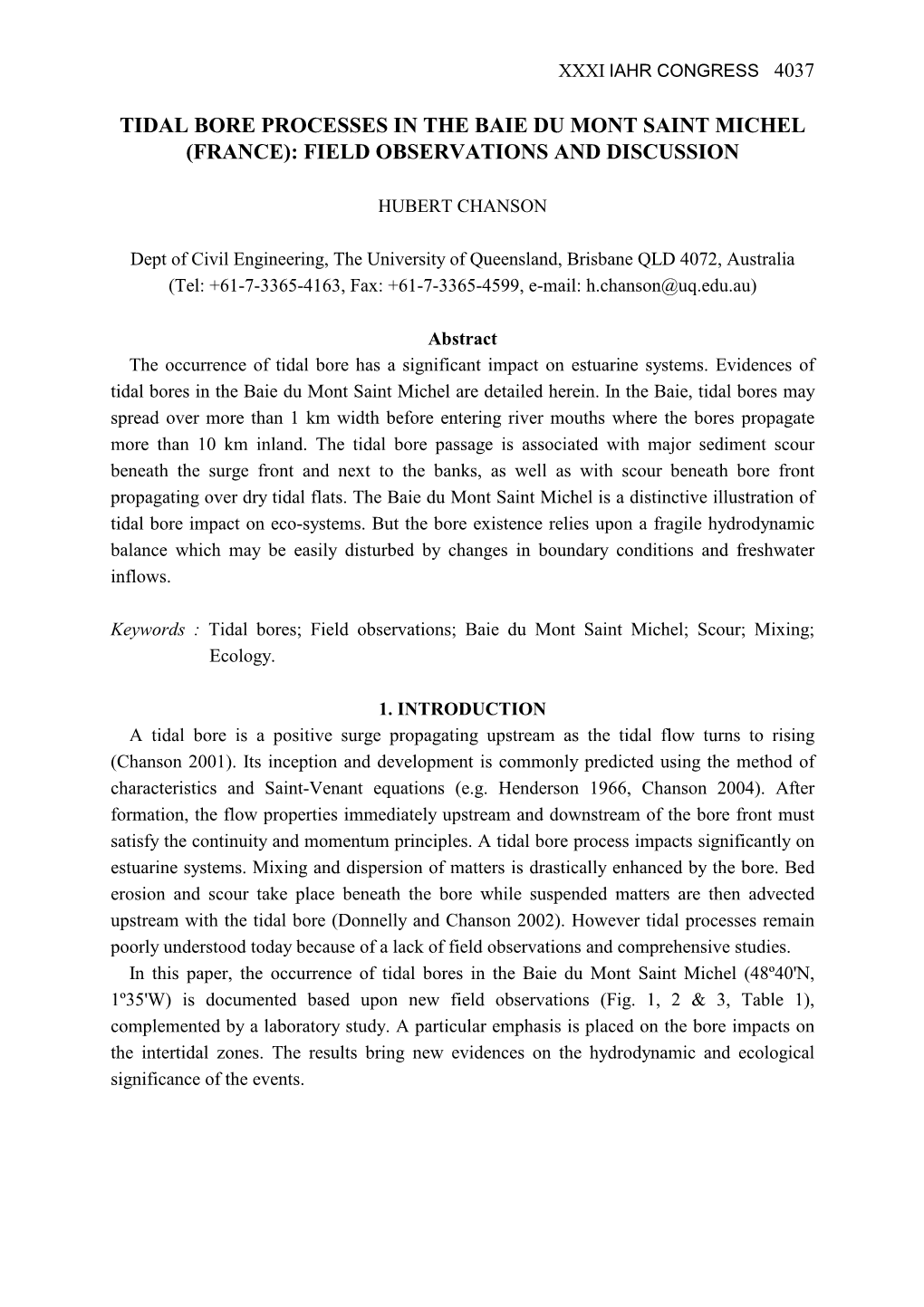 Tidal Bore Processes in the Baie Du Mont Saint Michel (France): Field Observations and Discussion