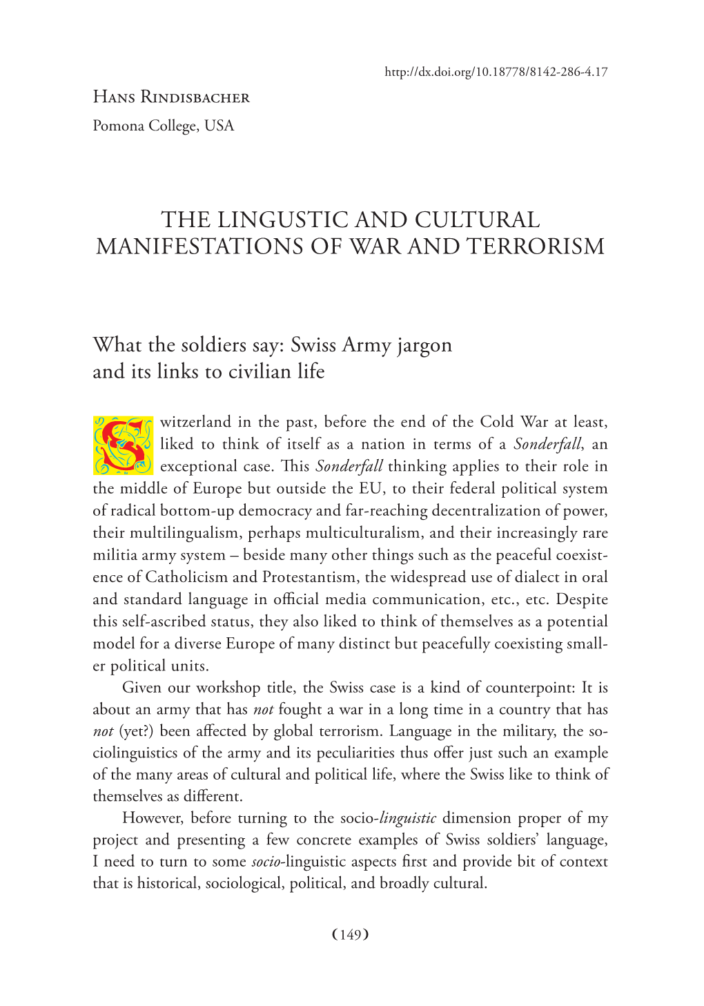 The Lingustic and Cultural Manifestations of War and Terrorism