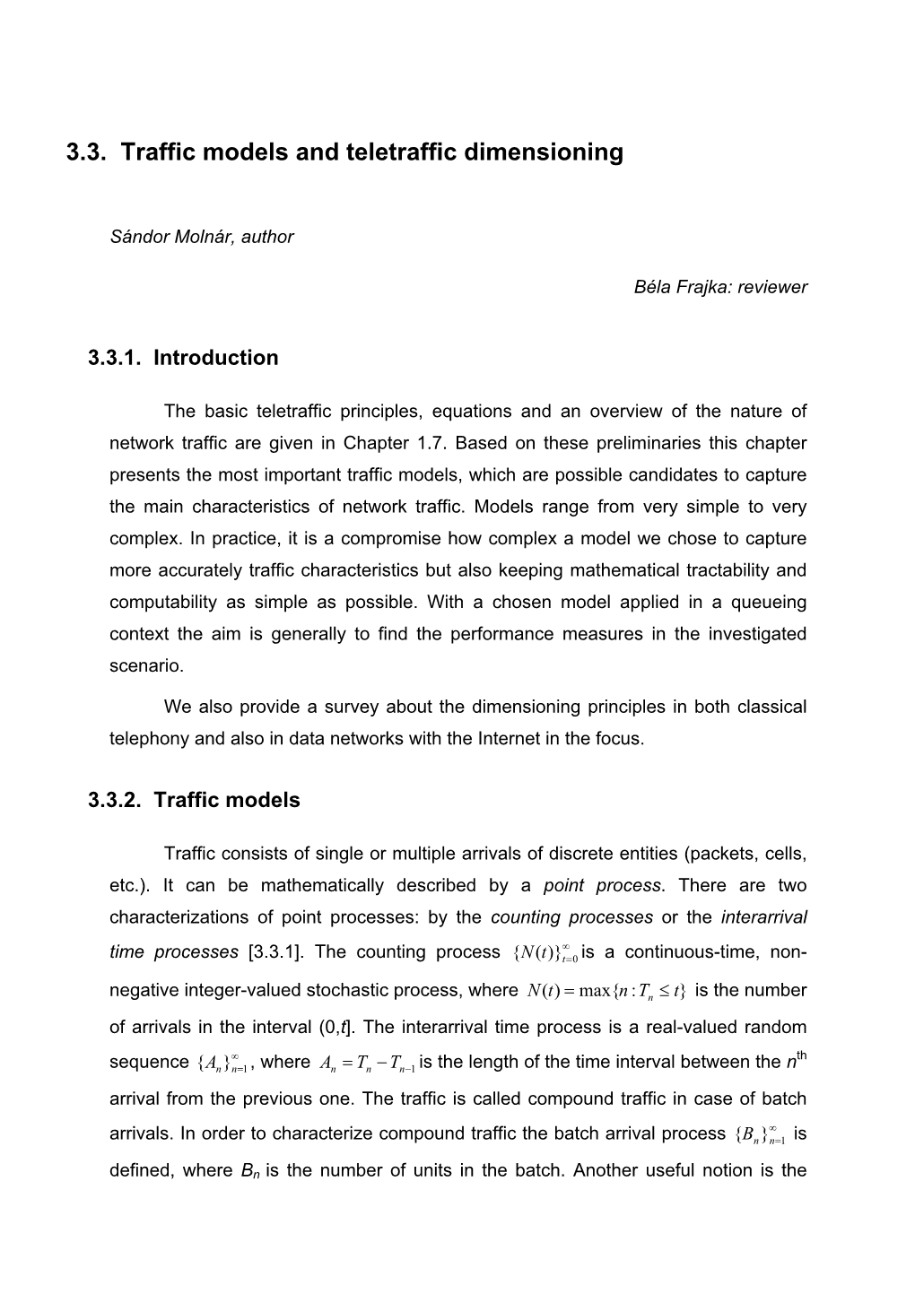 3.3. Traffic Models and Teletraffic Dimensioning