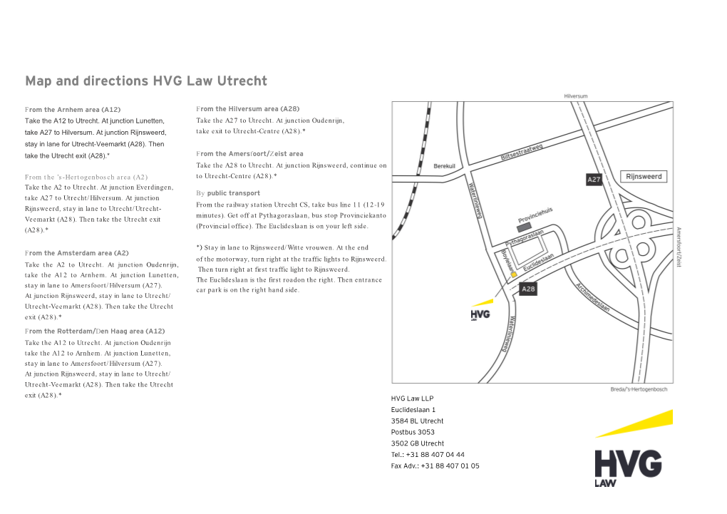 Map and Directions HVG Law Utrecht