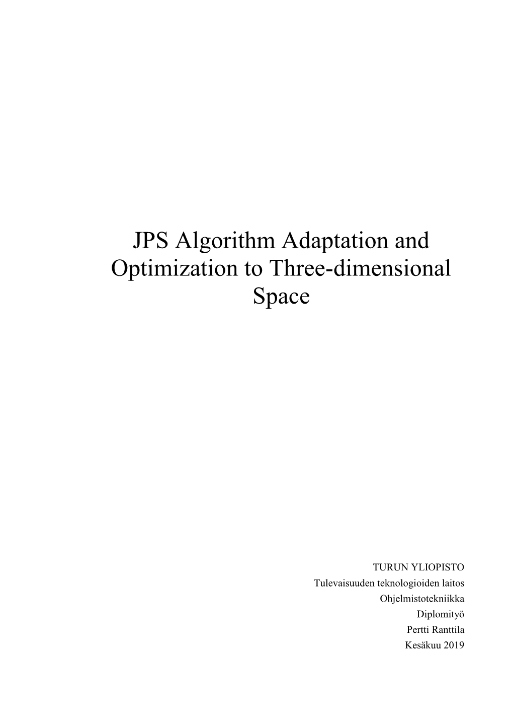 JPS Algorithm Adaptation and Optimization to Three-Dimensional Space