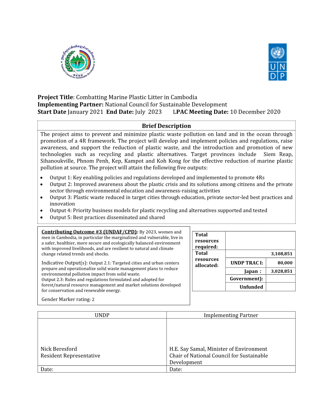 Combatting Marine Plastic Litter in Cambodia Implementing Partner