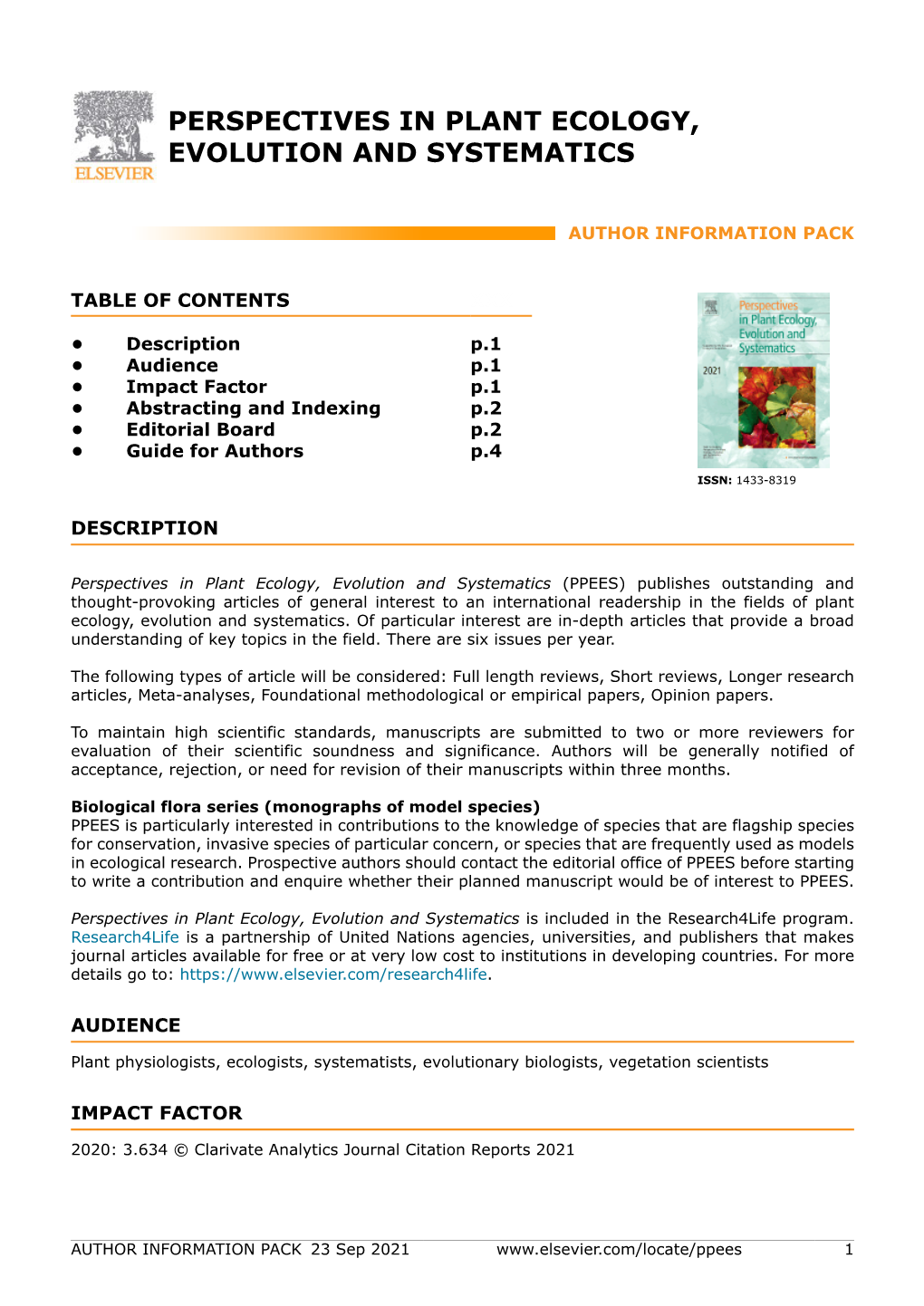 Perspectives in Plant Ecology, Evolution and Systematics