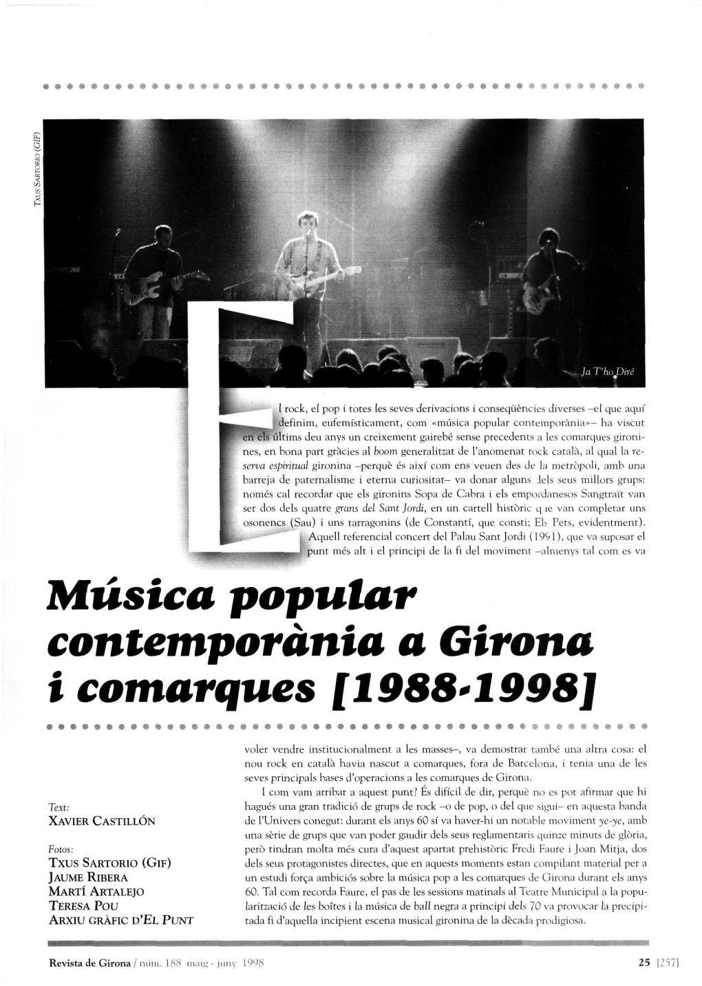 Música Popular Contentporánia a Gírona I Comarques [1988^1998]