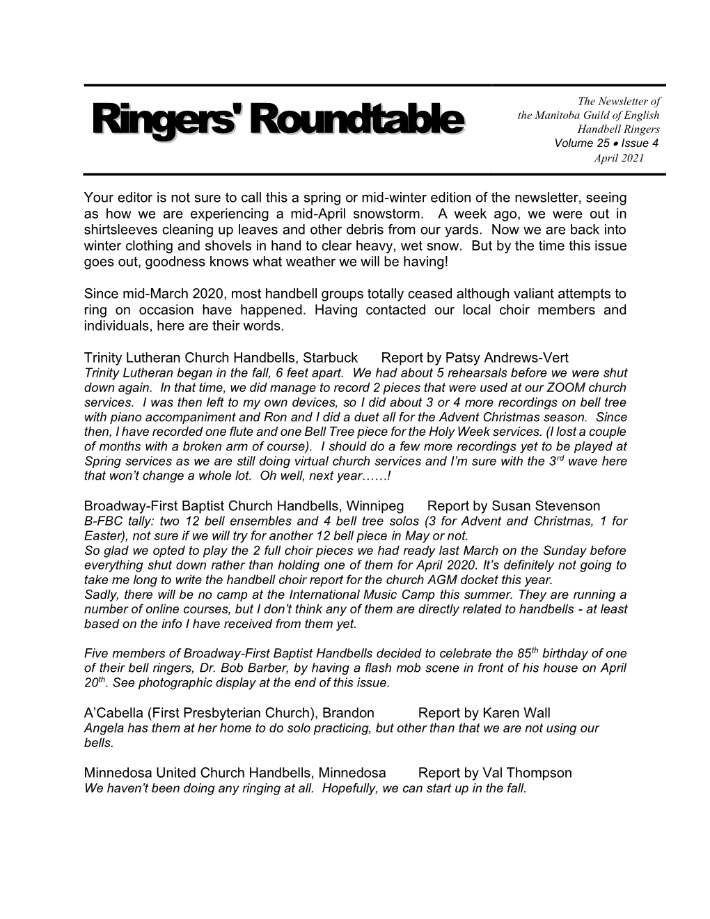 Ringers'roundtable