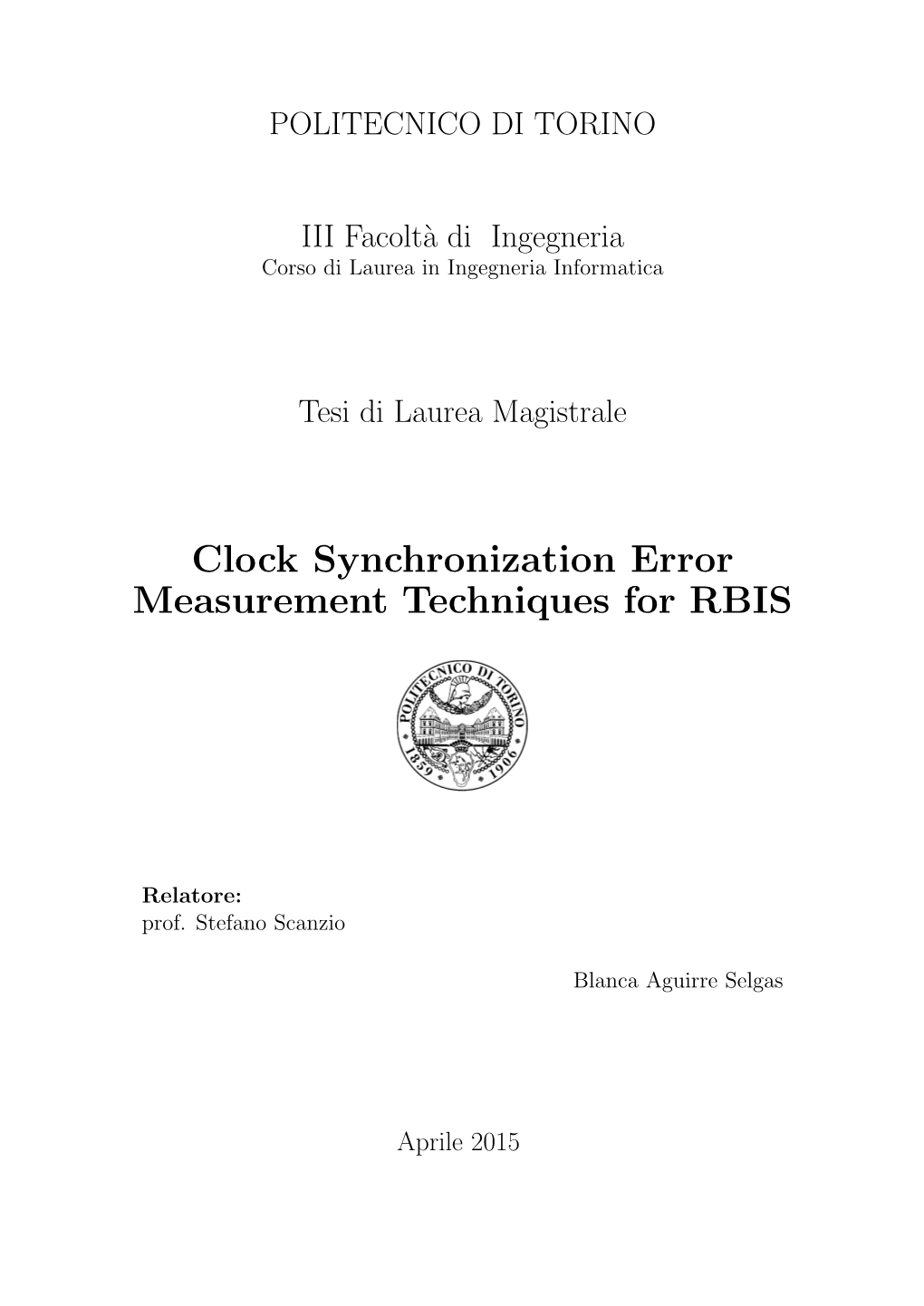Clock Synchronization Error Measurement Techniques for RBIS