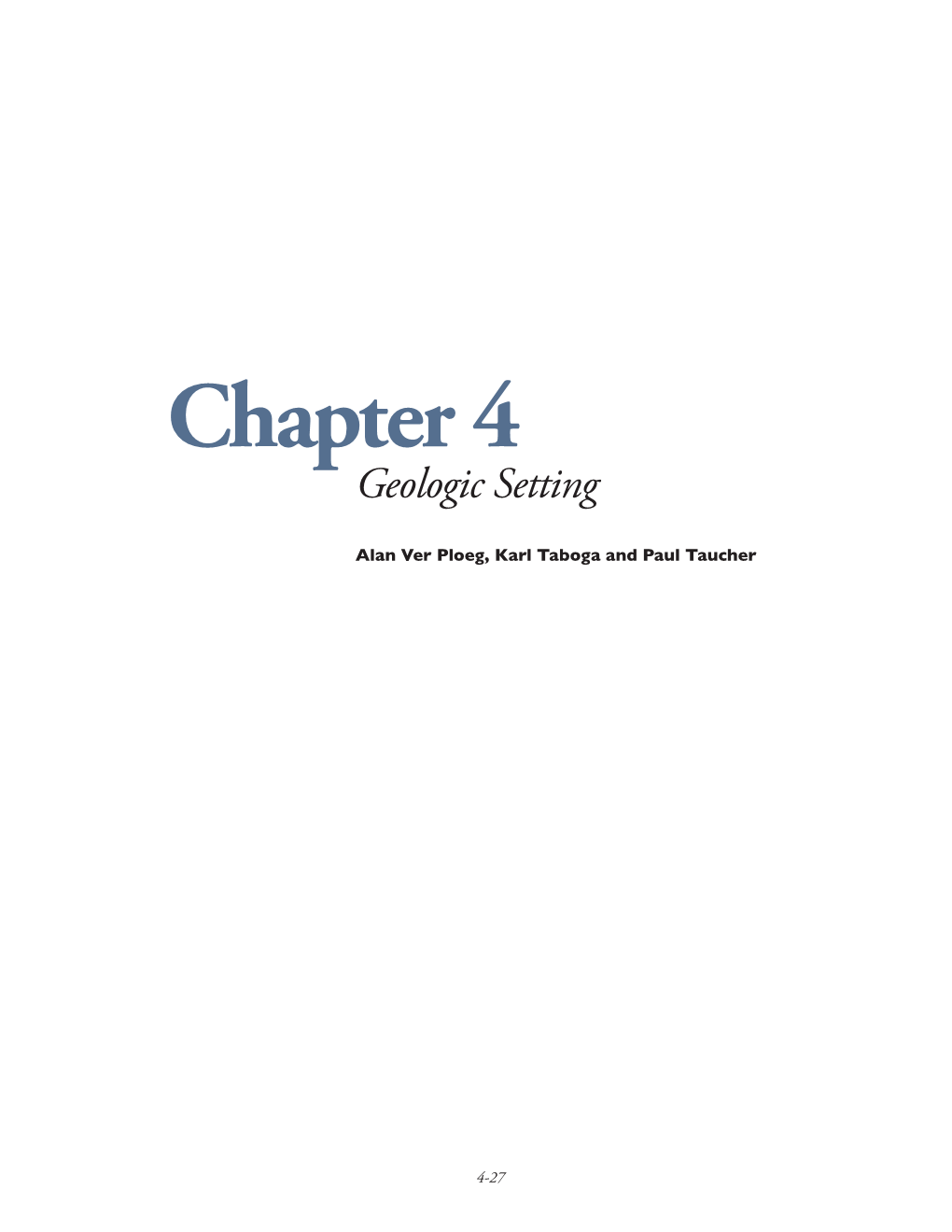 Chapter 4 Geologic Setting