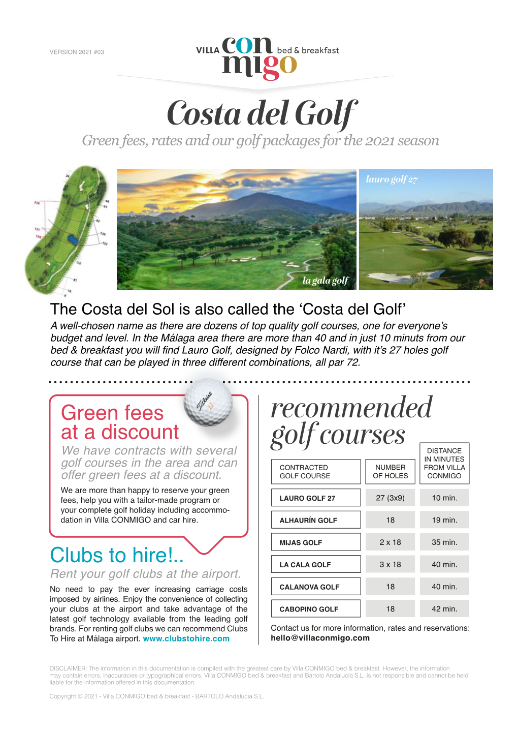 Costa Del Golf Green Fees, Rates and Our Golf Packages for the 2021 Season