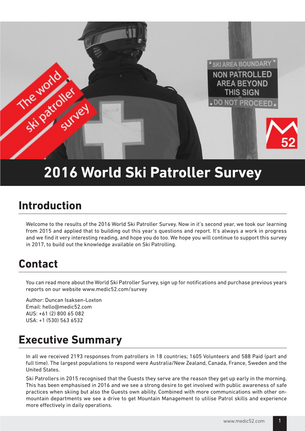 2016 World Ski Patroller Survey