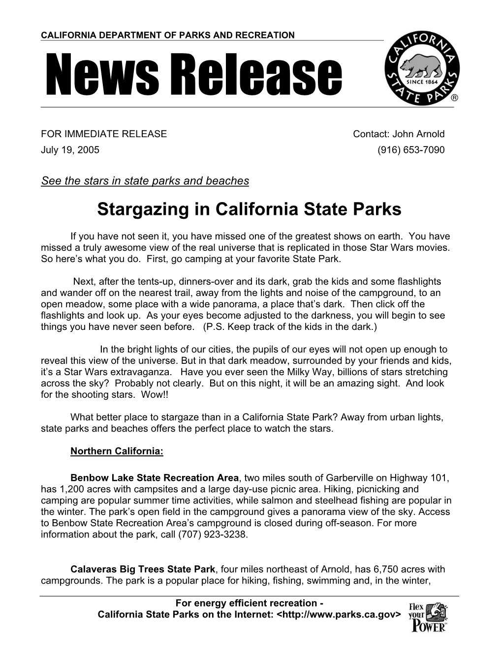 Stargazing in California State Parks