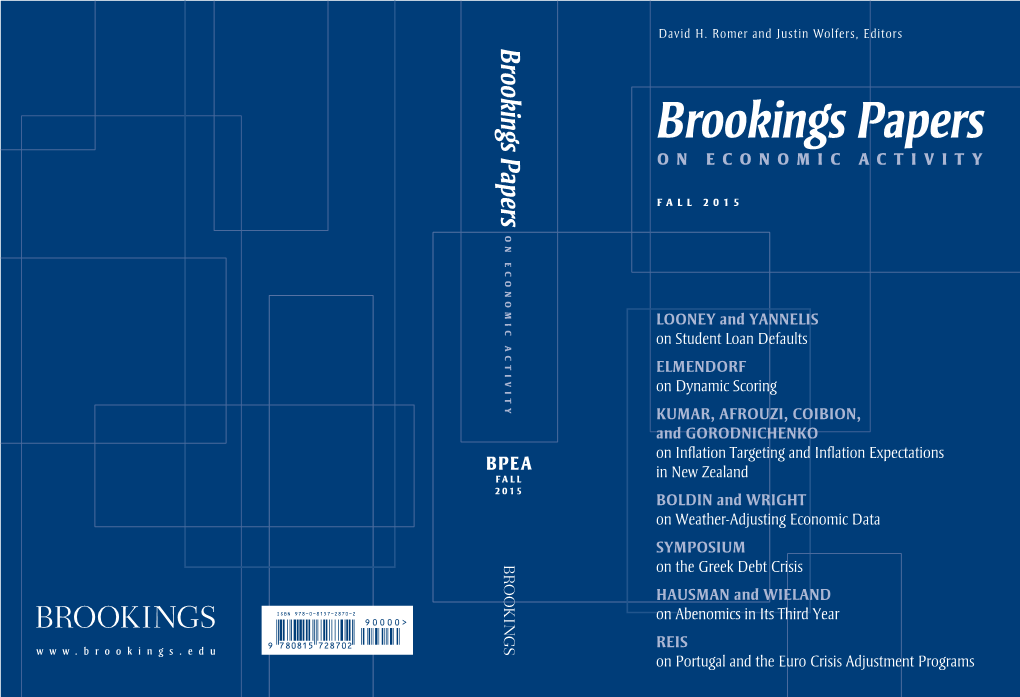Editors' Summary of the Brookings Papers On