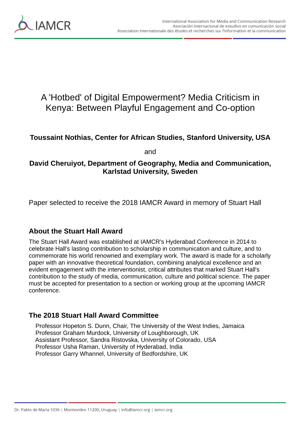 Media Criticism in Kenya: Between Playful Engagement and Co-Option