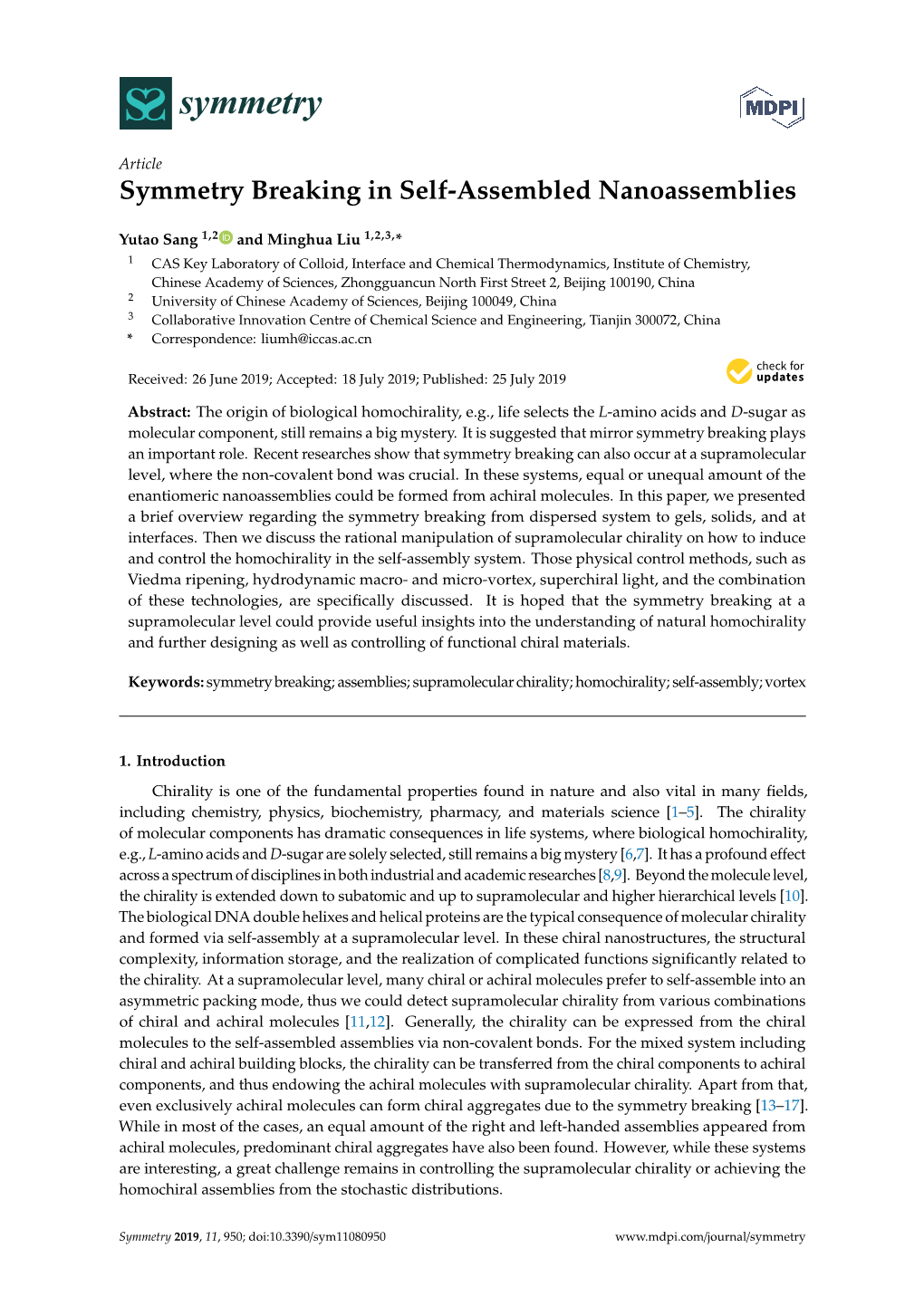 Symmetry Breaking in Self-Assembled Nanoassemblies