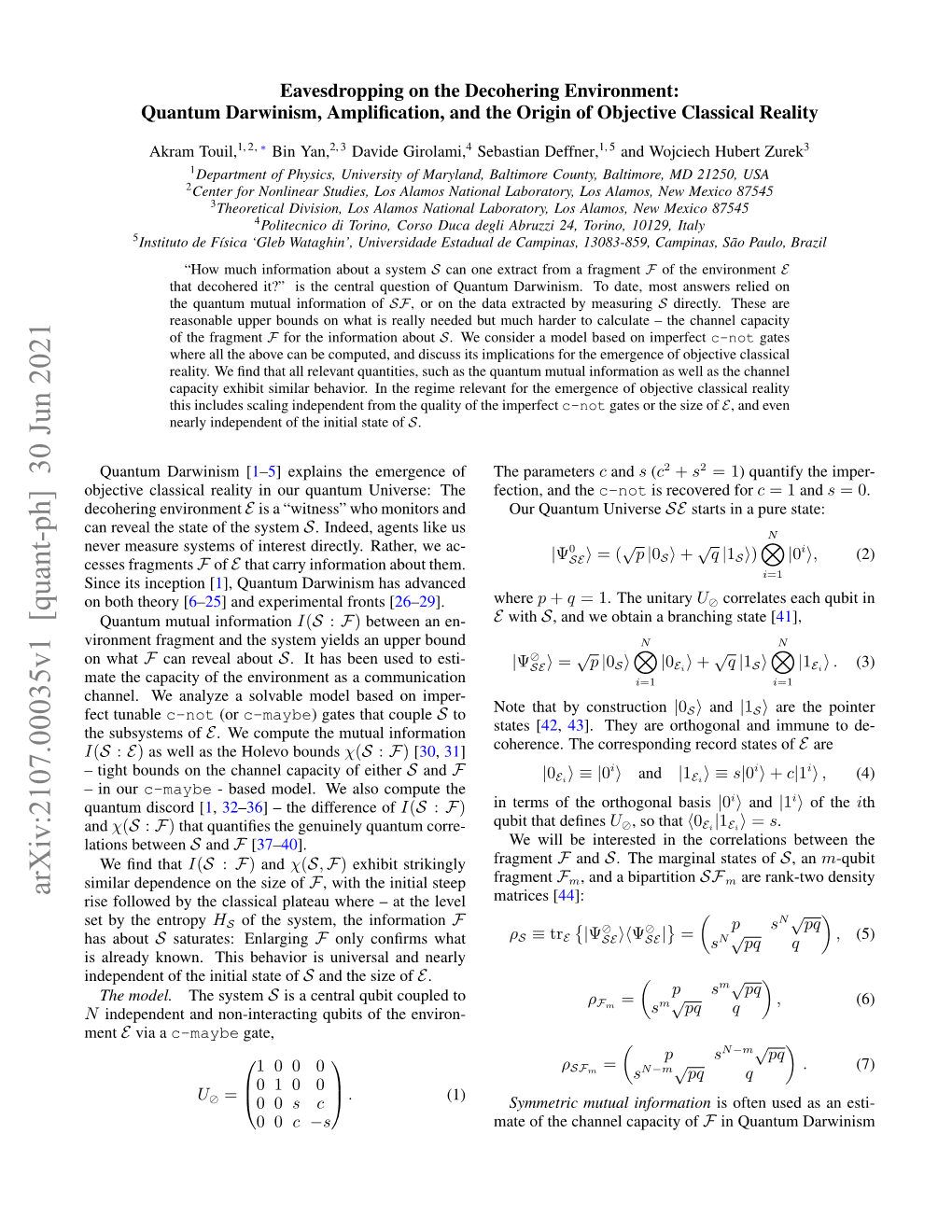 Arxiv:2107.00035V1 [Quant-Ph] 30 Jun 2021