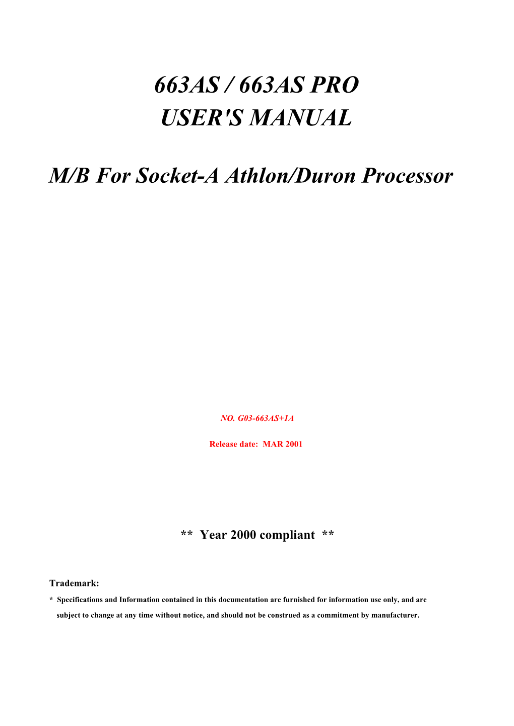 663As / 663As Pro User's Manual