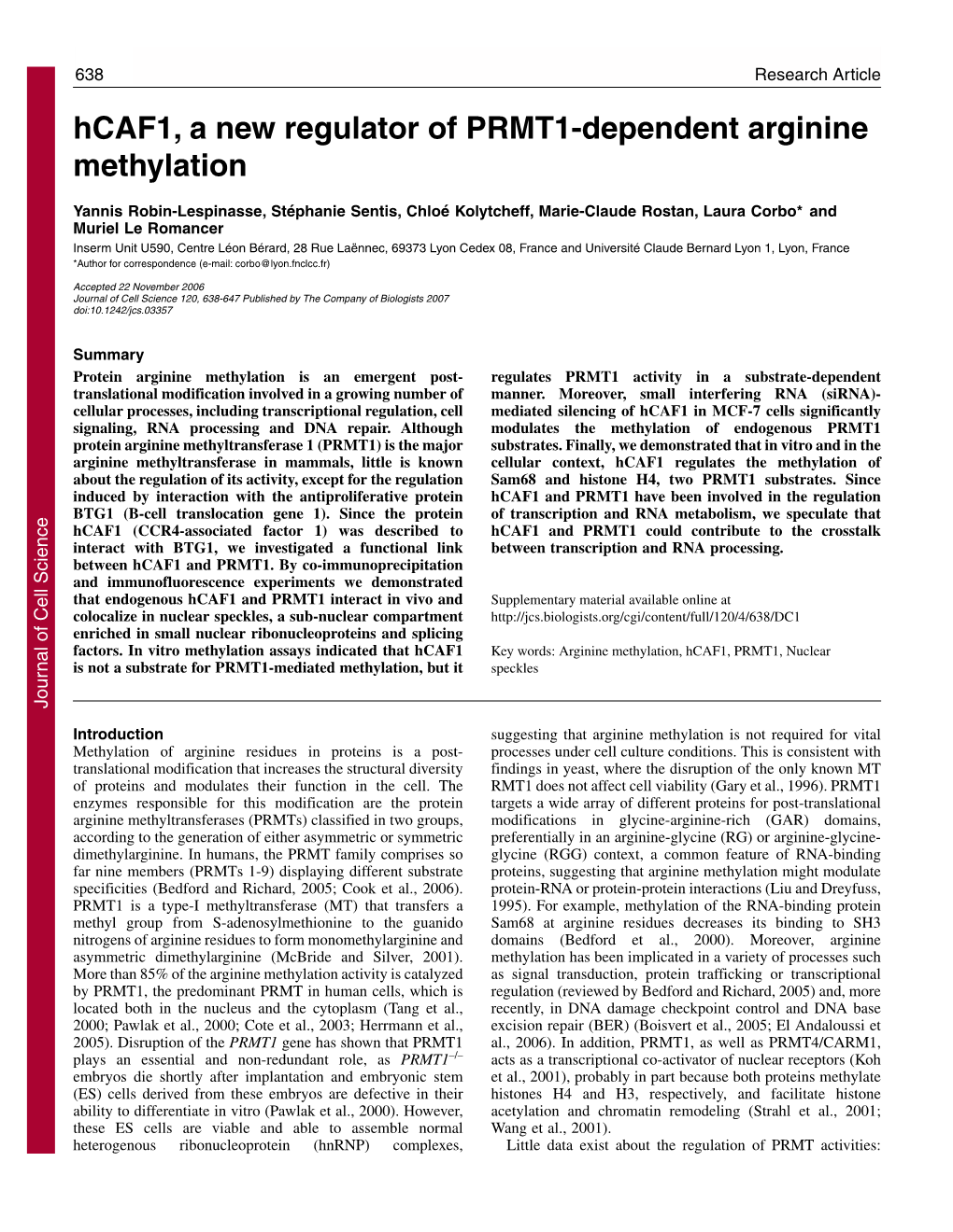 Hcaf1, a New Regulator of PRMT1-Dependent Arginine Methylation