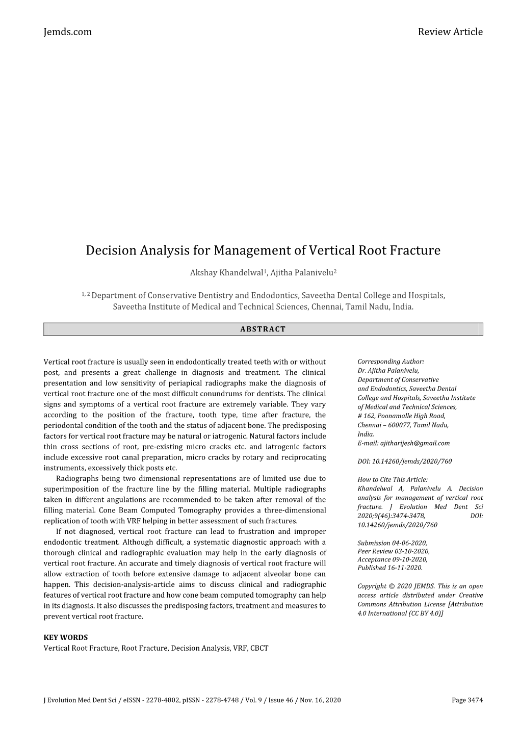 Decision Analysis for Management of Vertical Root Fracture