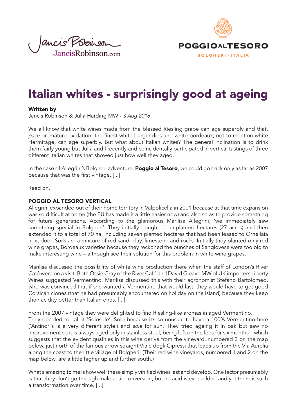 Italian Whites - Surprisingly Good at Ageing